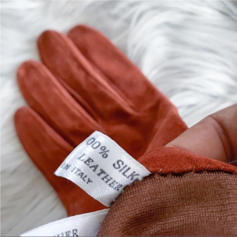 Ann Taylor Genuine Suede Leather Brick Gloves Size 7 - Picture 7 of 8